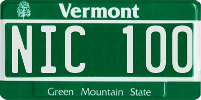 VT license plate NIC100