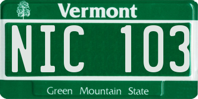 VT license plate NIC103