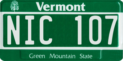 VT license plate NIC107