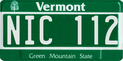 VT license plate NIC112
