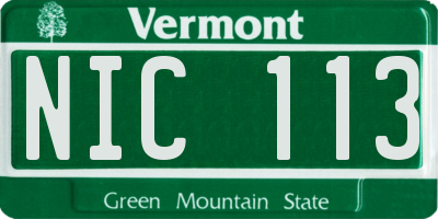 VT license plate NIC113