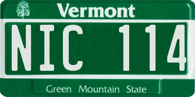 VT license plate NIC114