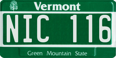 VT license plate NIC116