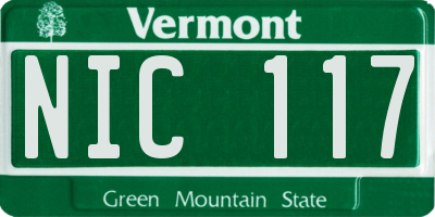 VT license plate NIC117