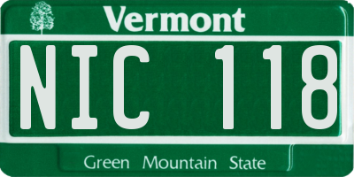 VT license plate NIC118