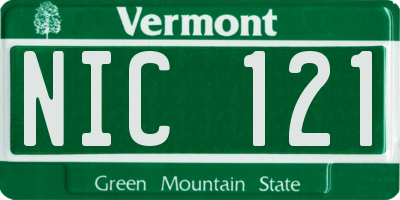 VT license plate NIC121