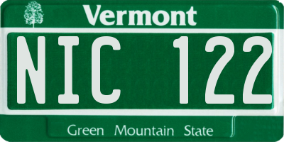 VT license plate NIC122
