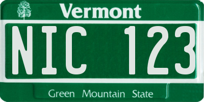 VT license plate NIC123