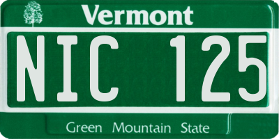 VT license plate NIC125