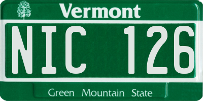 VT license plate NIC126