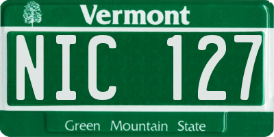VT license plate NIC127