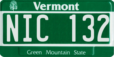 VT license plate NIC132