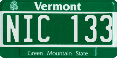 VT license plate NIC133