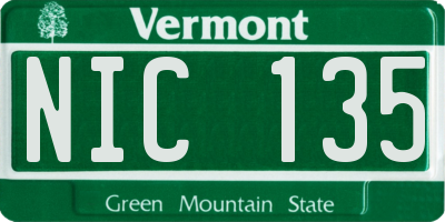 VT license plate NIC135