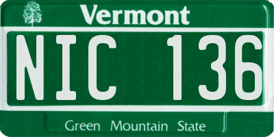 VT license plate NIC136
