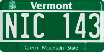 VT license plate NIC143