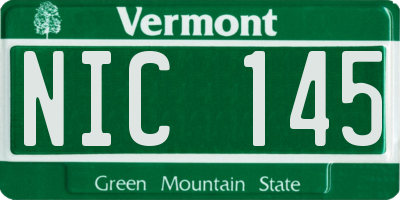 VT license plate NIC145