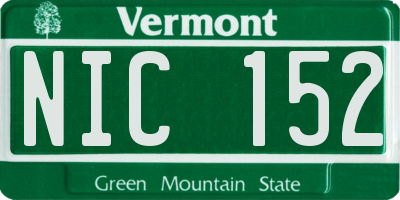 VT license plate NIC152