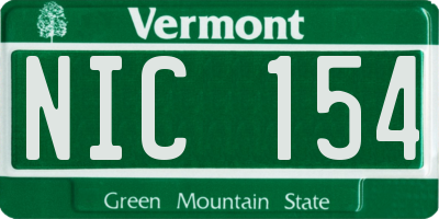 VT license plate NIC154