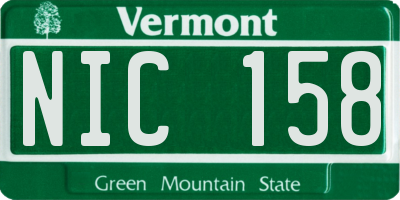 VT license plate NIC158