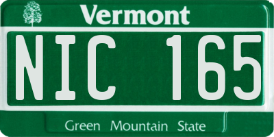 VT license plate NIC165