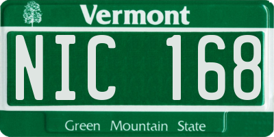 VT license plate NIC168