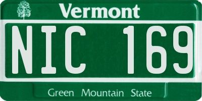 VT license plate NIC169
