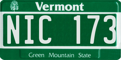 VT license plate NIC173