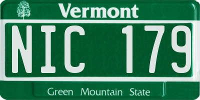 VT license plate NIC179