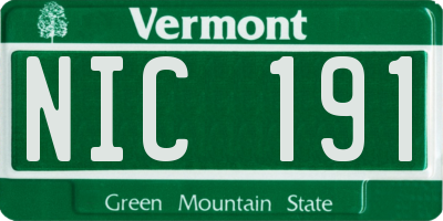 VT license plate NIC191