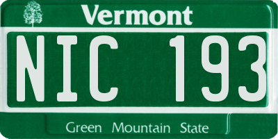 VT license plate NIC193