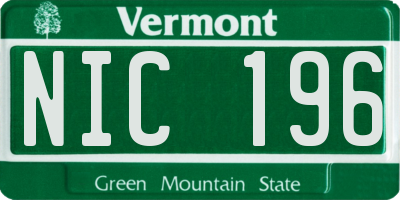 VT license plate NIC196