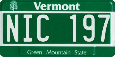 VT license plate NIC197