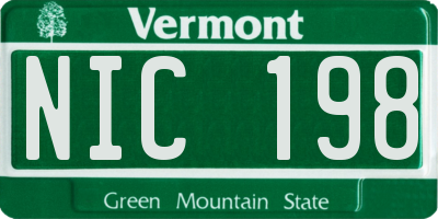 VT license plate NIC198