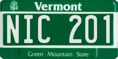 VT license plate NIC201