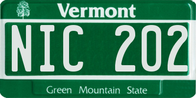 VT license plate NIC202