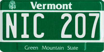 VT license plate NIC207