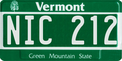 VT license plate NIC212