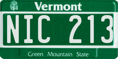 VT license plate NIC213