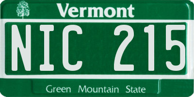 VT license plate NIC215