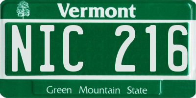 VT license plate NIC216