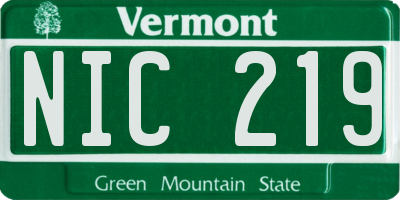 VT license plate NIC219