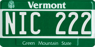 VT license plate NIC222