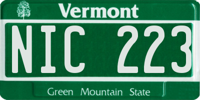 VT license plate NIC223