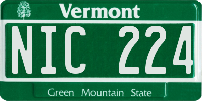VT license plate NIC224
