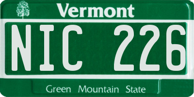 VT license plate NIC226