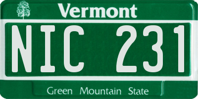 VT license plate NIC231