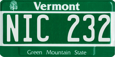 VT license plate NIC232