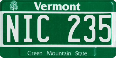 VT license plate NIC235