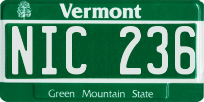 VT license plate NIC236